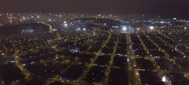 Totally Awesome Drone Footage Shows Fireworks Exploding All Over The City