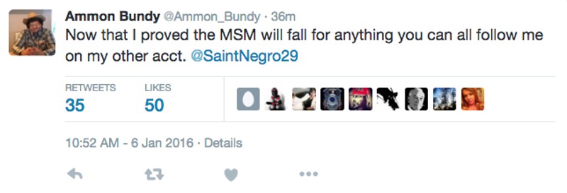 No, Ammon Bundy Didn’t Compare His Militia To Rosa Parks (He’s Not On Twitter)