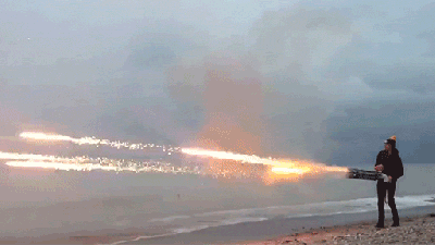 A Minigun Made With Roman Candles Looks Like An Alien Space Weapon