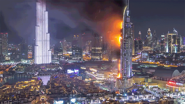 Stunning Time Lapse Shows The Skyscraper In Dubai Engulfed In Fire