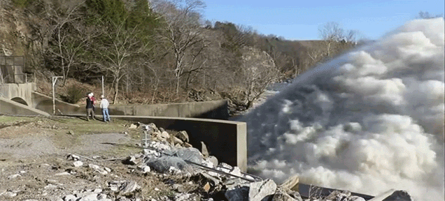 What It Looks Like When A Dam Releases 368 Cubic Metres Of Water Per Second
