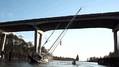 Watch A 24 Metre Tall Boat Somehow Clear A Bridge That’s Way Too Low