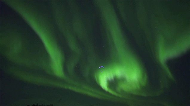 The Breathtaking Beauty Of Paragliding Through The Aurora Borealis 