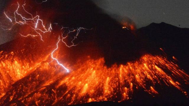 Sakurajima Volcano Erupts In A Spectacular Display Of Lightning And Lava