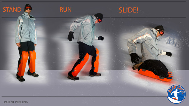 Embrace Blizzards With A Pair Of Wearable Sleds Strapped To Your Legs