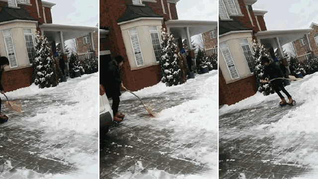 The Latest Teen Craze Is Shovering, Shoveling Snow With A Hoverboard