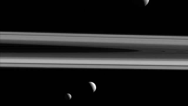 Tethys, Enceladus And Mimas Are Glorious Orbiting Saturn