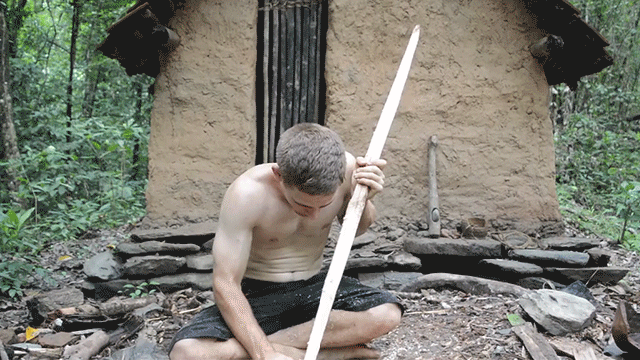 Making A Bow And Arrow Without Any Tools Is Damned Impressive