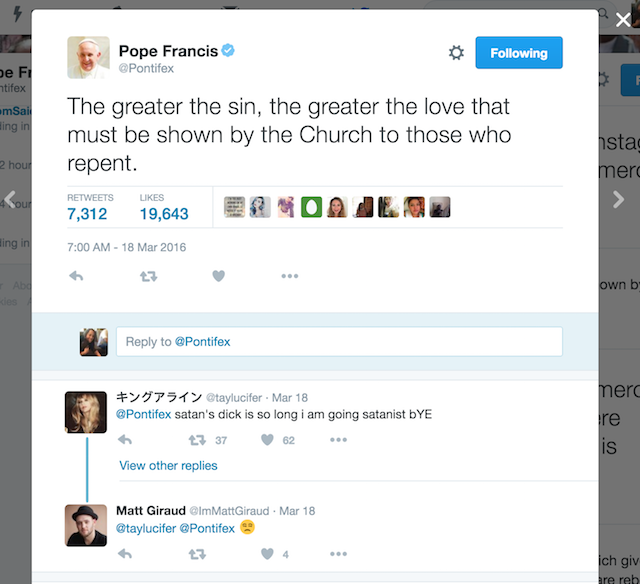 The Pope’s Twitter Mentions Are A Living Hell