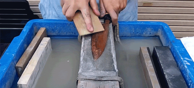 Watch A Rusty Knife Get Cleaned And Sharpened To Reveal A Beautifully Shiny Blade