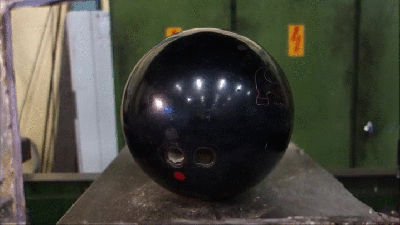 Will A Bowling Ball Survive A Hydraulic Press? (Spoiler: Not A Chance)