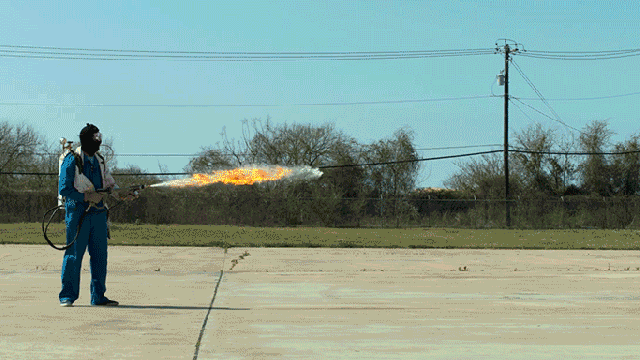 A Flamethrower In Slow Motion Looks Like A Flying Dragon Made Of Fire