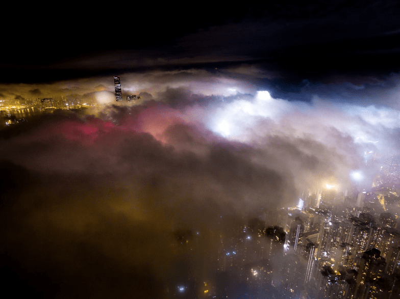Hong Kong Cloaked In Fog Looks Unreal From The Sky