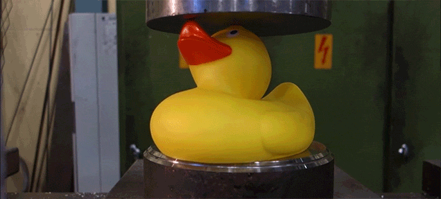 Watch A Yellow Rubber Ducky Somehow Sort Of Survive The Hydraulic Press