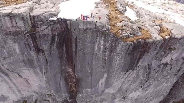 Jumping Straight Down The Side Of A 1110 Metre Cliff Looks Like A Neverending Free Fall