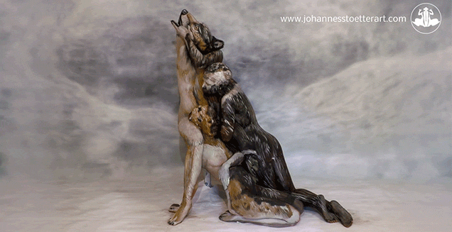 This Painting Of A Wolf Is Actually Hiding Three People In Bodypaint