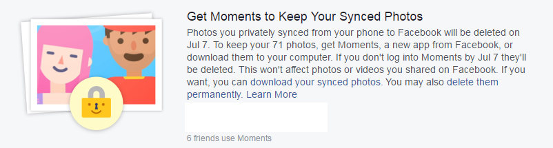 Facebook Threatens To Delete Synced Photos Forever