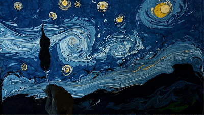 Recreating Van Gogh’s Starry Night By Swirling Paint On Water Is Pretty Incredible