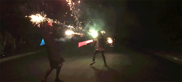 Watch These Dudes Deflect Roman Candle Firework Blasts With A Lightsabre