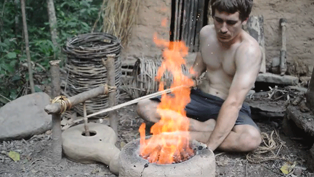 Guy Builds A Crazy Bellows Using Only Primitive Technology
