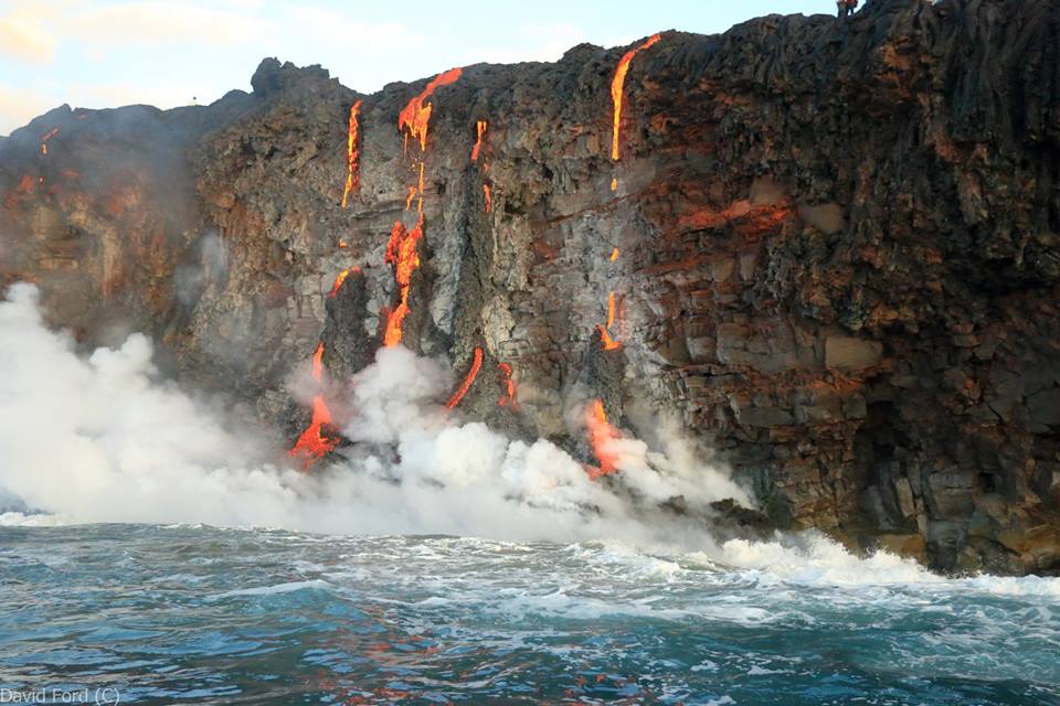 Lava Spilling Over A Cliff Looks Like Hot Candy