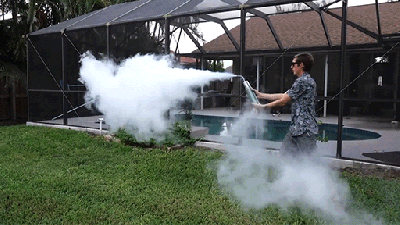 What Happens When You Shoot A Liquid Nitrogen Gun At A Flamethrower