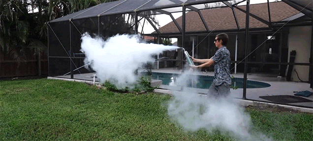 What Happens When You Shoot A Liquid Nitrogen Gun At A Flamethrower