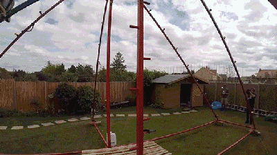 Adding A Petrol-Powered Propeller Makes A Towering 360 Swing Even Crazier