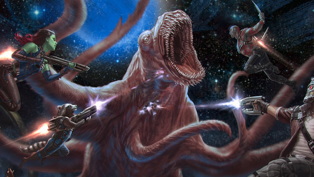 The Guardians Of The Galaxy Battle A Giant Space Monster In New Sequel Concept Art