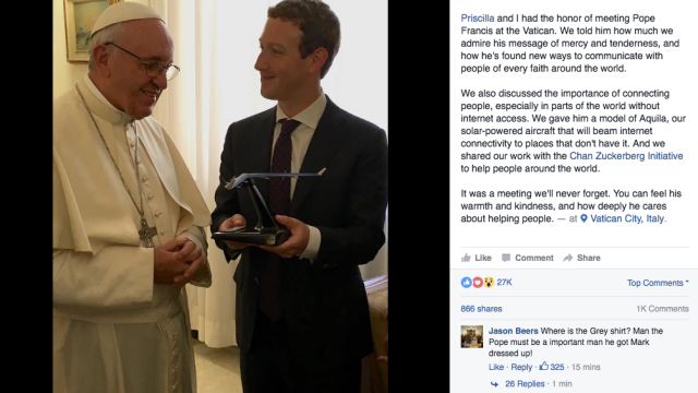 Mark Zuckerberg Shows Pope His Model Plane