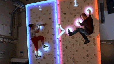 Playing Pong While Climbing A Wall Looks Like A Lot Of Stupid Fun