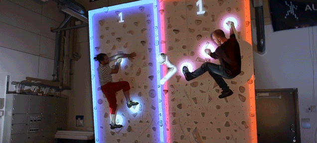 Playing Pong While Climbing A Wall Looks Like A Lot Of Stupid Fun