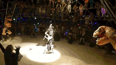 This T-Rex Battle Royale Almost Makes Me Wish I’d Gone To Burning Man
