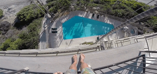 Jumping Into A Pool Off A Super High Balcony Is Frighteningly Crazy