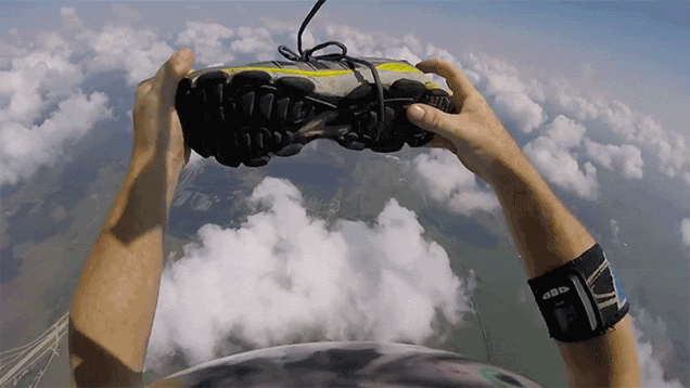 Watch A Guy Lose A Shoe While Parachuting But Then Somehow Get It Back Mid-Air