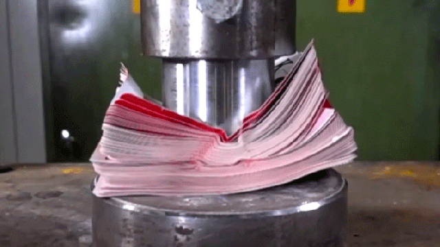 Can The Hydraulic Press Make It Through A Stack Of Playing Cards?