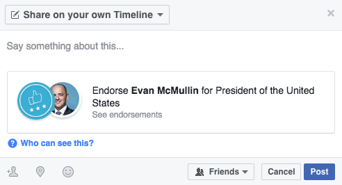 Great, You Can Now Endorse Political Candidates On Facebook