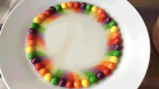 Pouring Hot Water On Skittles Is Truly Magical