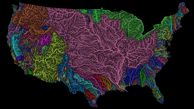 Map Of America’s River Basins Show The Nation’s Hidden Beauty