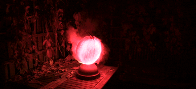 Pumpkin Lit With A 5000 Watt Light Bulb Glows Like Hell