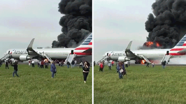 Plane Catches Fire At Airport On Fire Drill Day