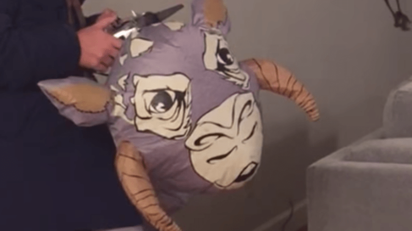 Man Terrifies Inflatable Tauntaun With Drone Of Imperial Probe Droid