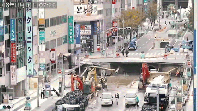 Watch Japan Fix A Massive Five-Lane-Wide Sink Hole In Less Than A Week