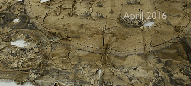 Watch A Destroyed 17th Century Map Get Painstakingly Restored