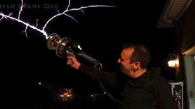 Shooting A Tesla Coil Gun Is Some Real Ghostbusters Stuff