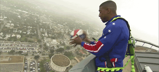 This Incredible Basketball Shot Off A 177-Metre Tower Made Such An Unexpected Spin