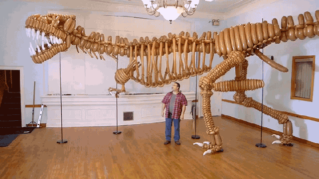 Your Next Birthday Party Needs This Life-Size Balloon Animal T-rex Skeleton