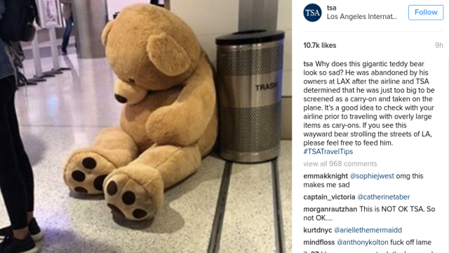 TSA Agents Confiscate Huge Teddy Bear, Give Him Detailed Backstory About How He’s Homeless And Hungry Now In Order To Remind Us That Everything Is Bad