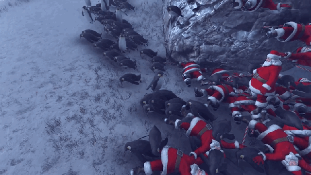 Watch Penguins And Santa Clauses Battle In Classic Christmas Death Match
