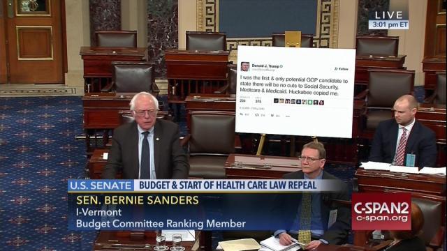 Bernie Just Printed A Gigantic Trump Tweet And Brought It To The US Senate Floor